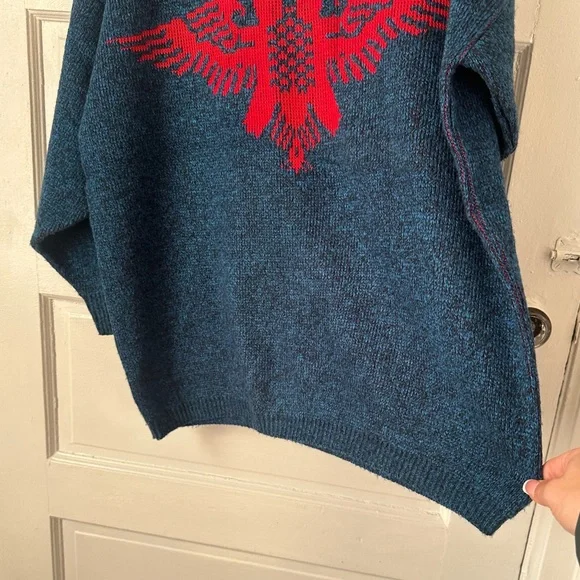 3/$20 💥 JP Knits Vintage Sweater Embroidered Double Headed Eagle Collared USA - Picture 6 of 16